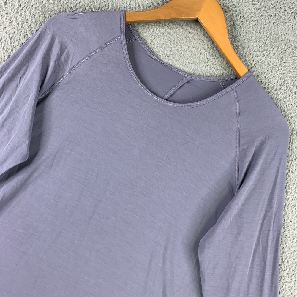 Lululemon Get In Line Top Women 6 Purple Open Back Ruched Yoga Long Sleeve Shirt